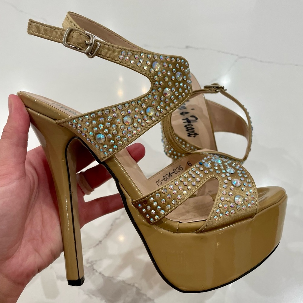 Helen’s Heart nude sparkle heel